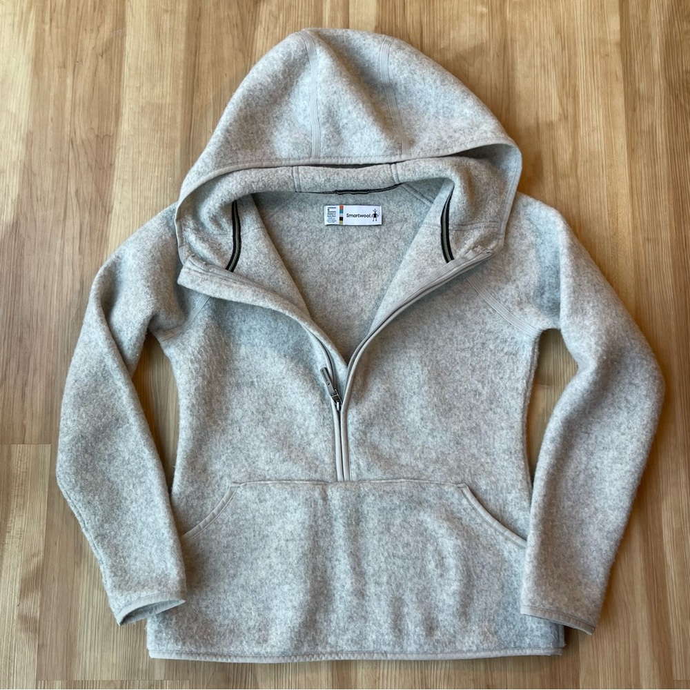 Smartwool Hudson Trail Fleece Anorak | Merino Wool | 1/2 Zip | Gray| EUC | S
